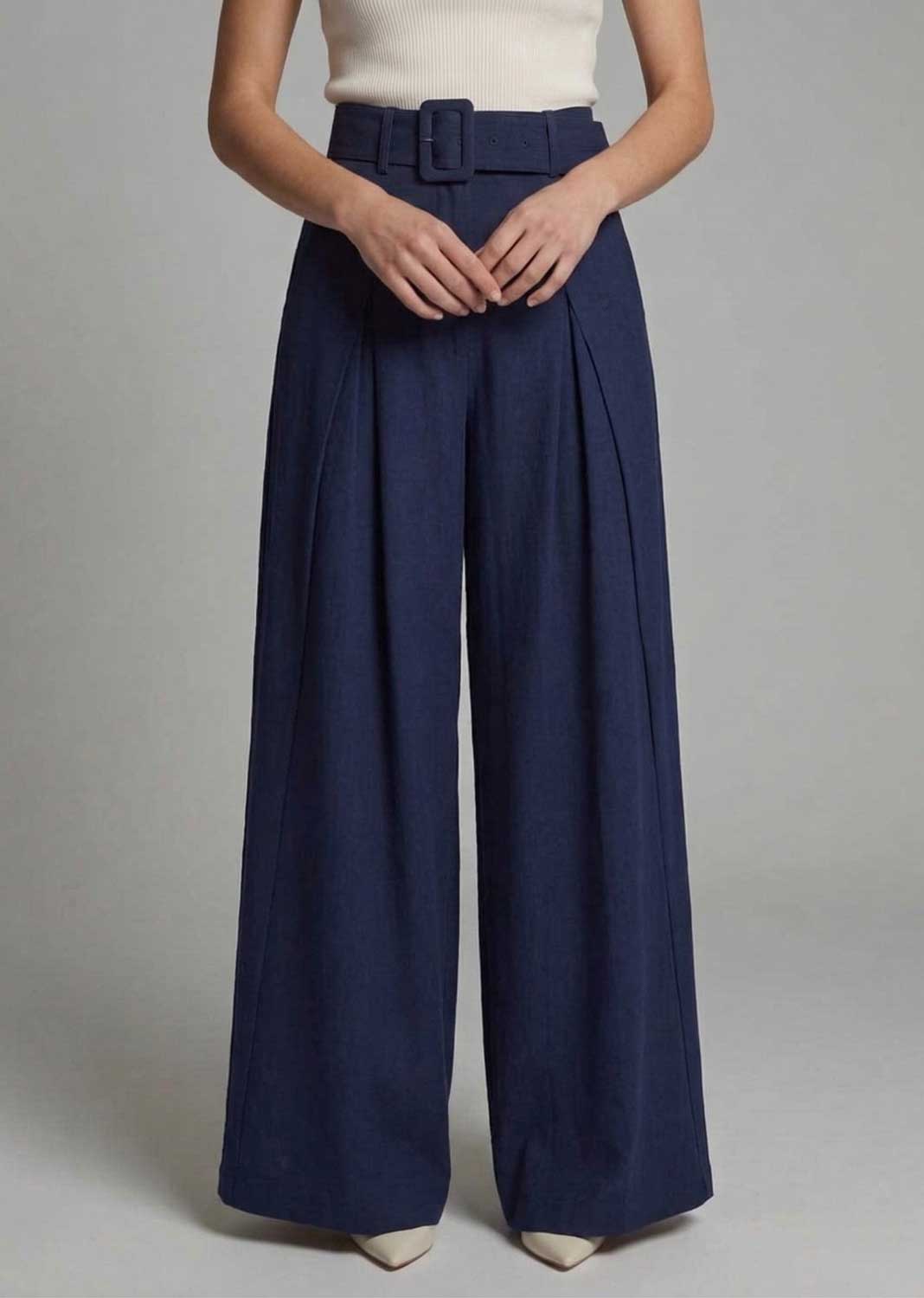 Navy super wide leg trousers