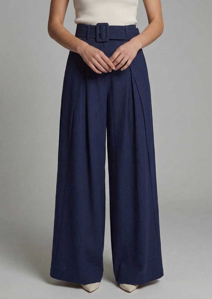 Navy super wide leg trousers