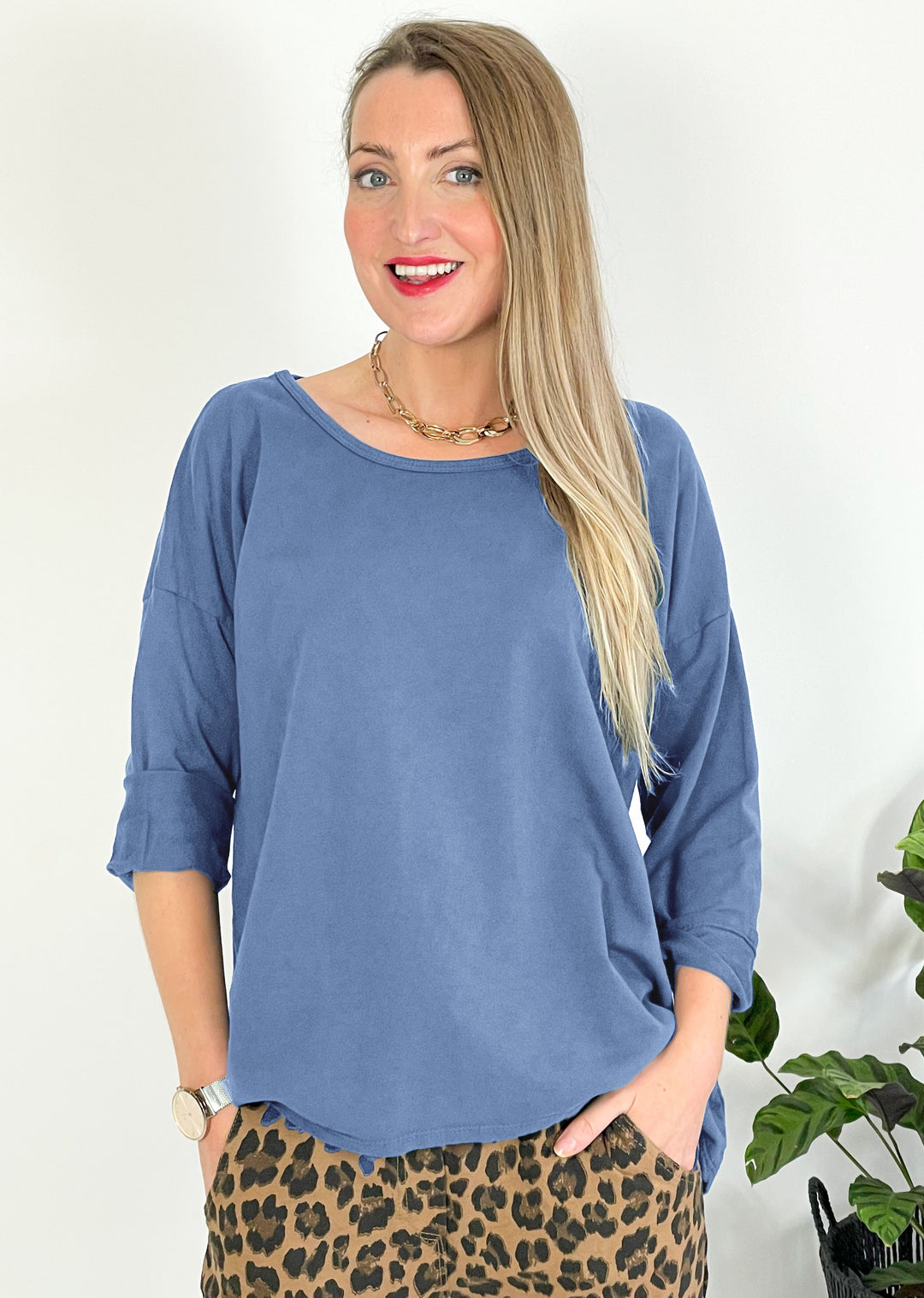 Jersey Basic Sweater Denim Blue