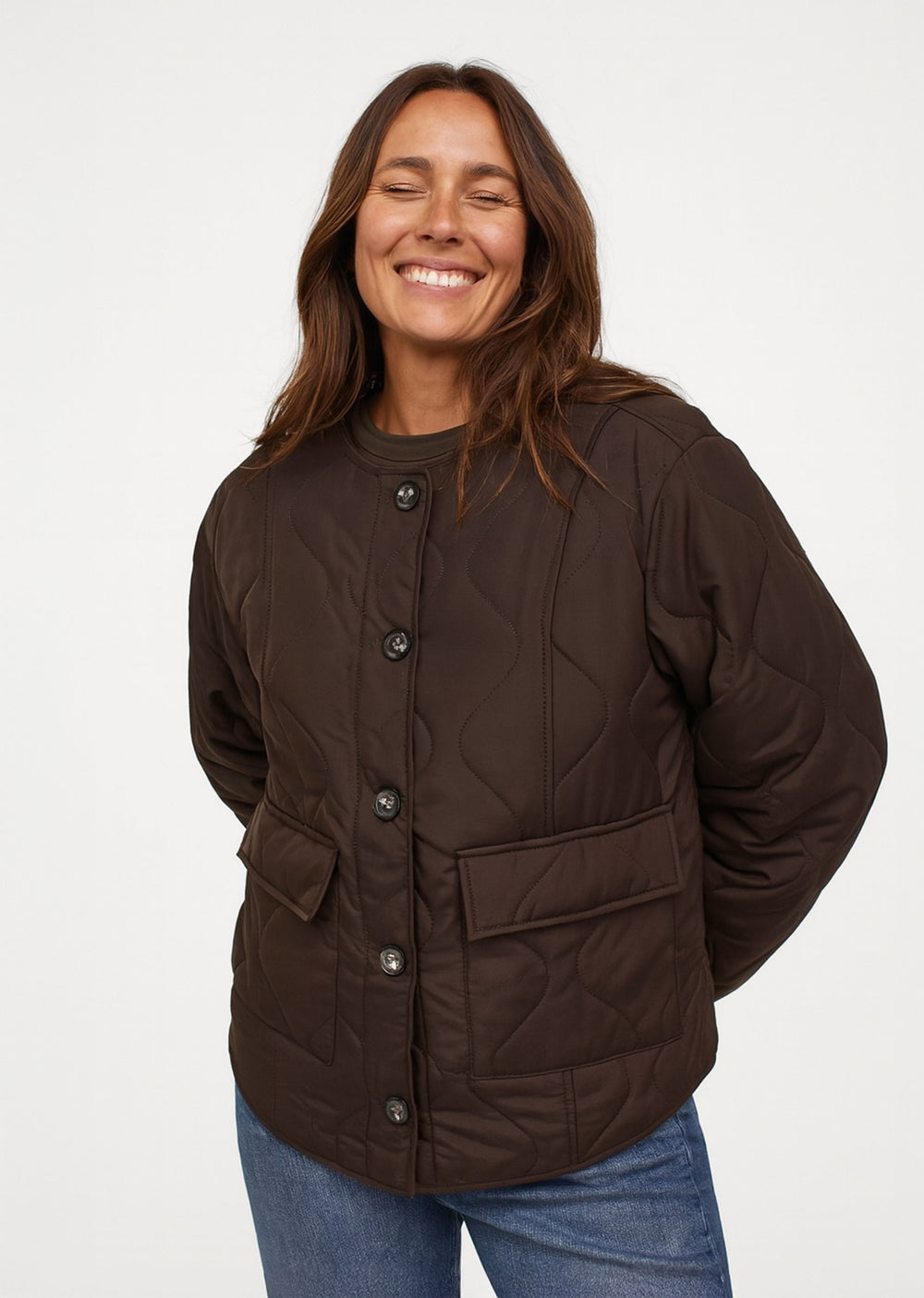 Quilted Jacket Dark Brown