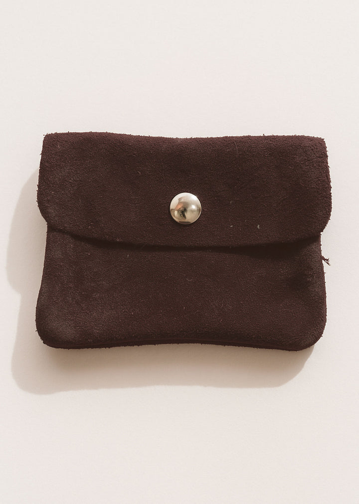 Small Suede Leather Purse Brown