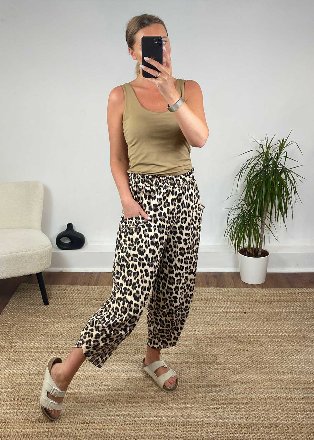  Jersey Barrel Pants in  Leopard Print