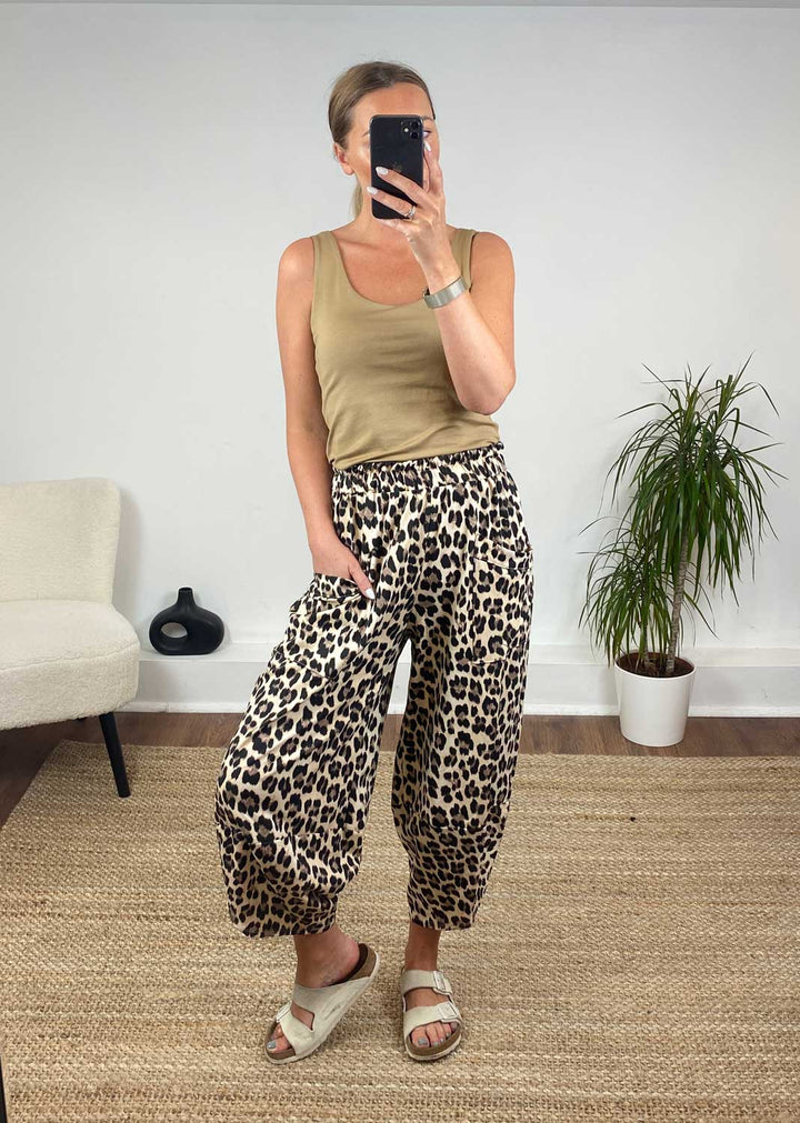 Mave Jersey Barrel Pants in  Leopard Print