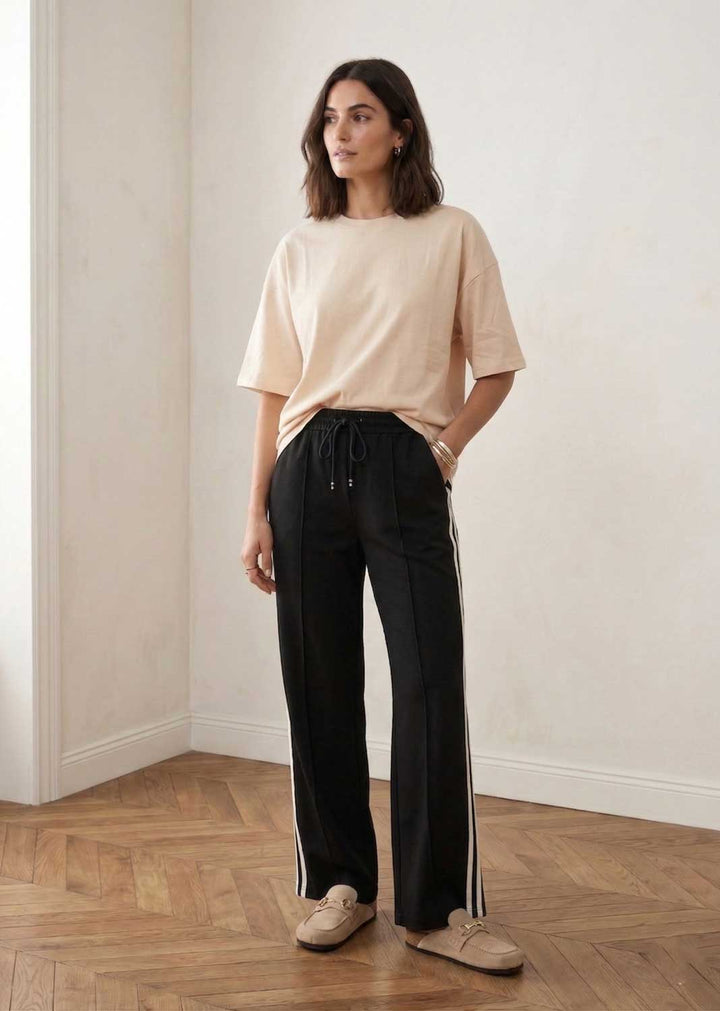 Cory Side Stripe Track Pants Black