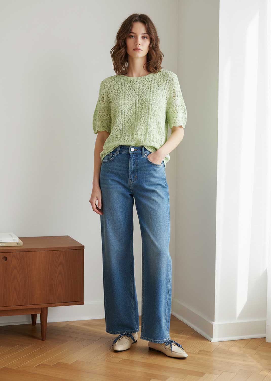 green crochet top