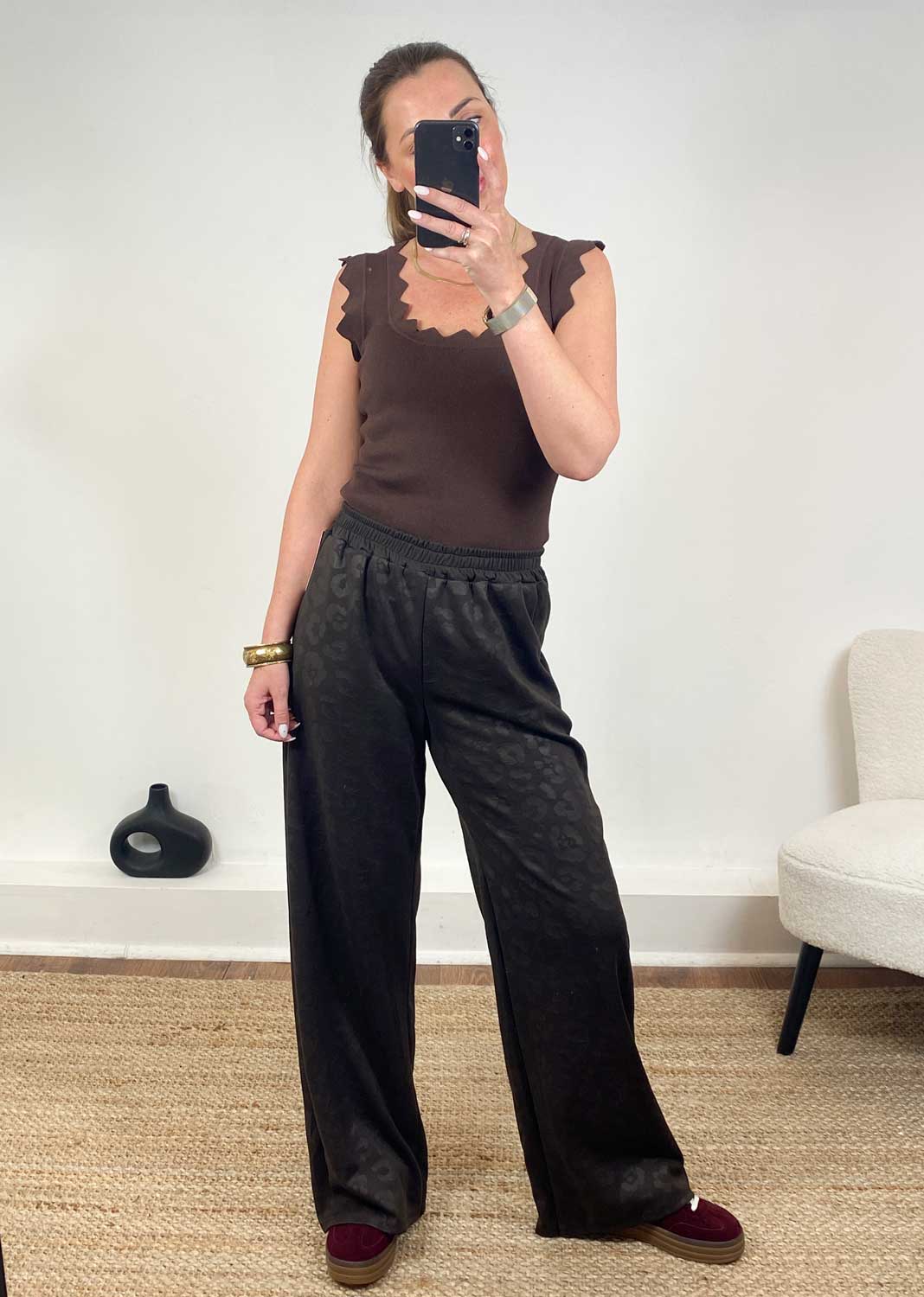 Gabriela Brown Leopard Wide Leg Pants