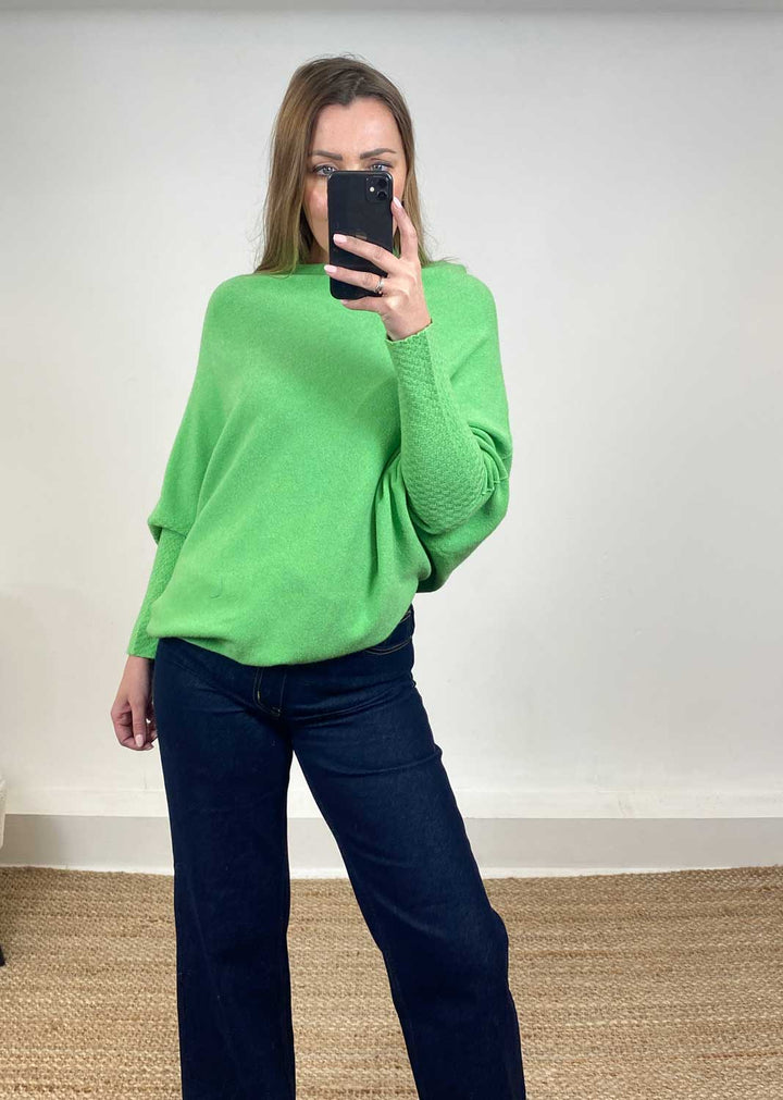 Grace Asymmetric Knit Jumper Apple Green