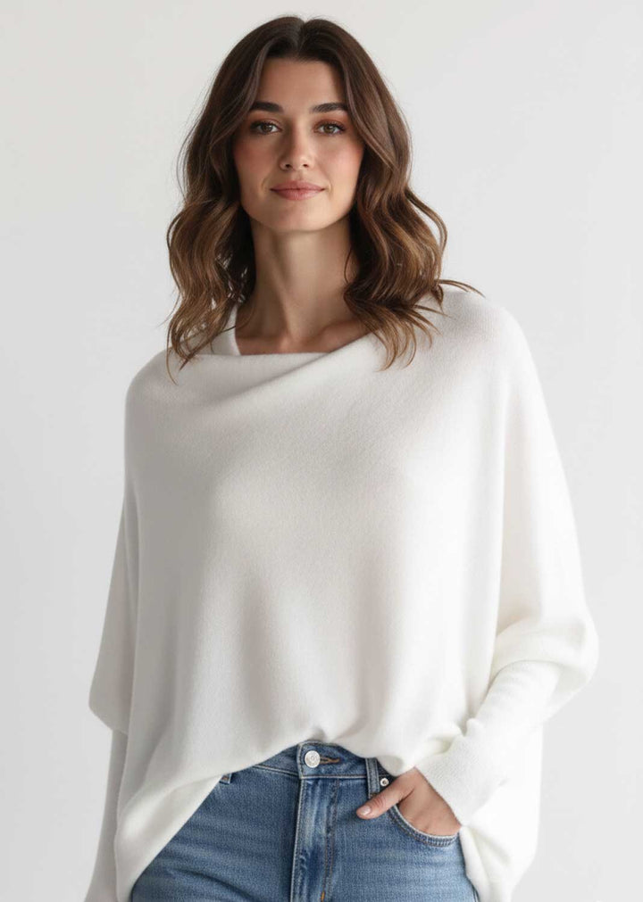 Grace Asymmetric Knit Jumper Ivory