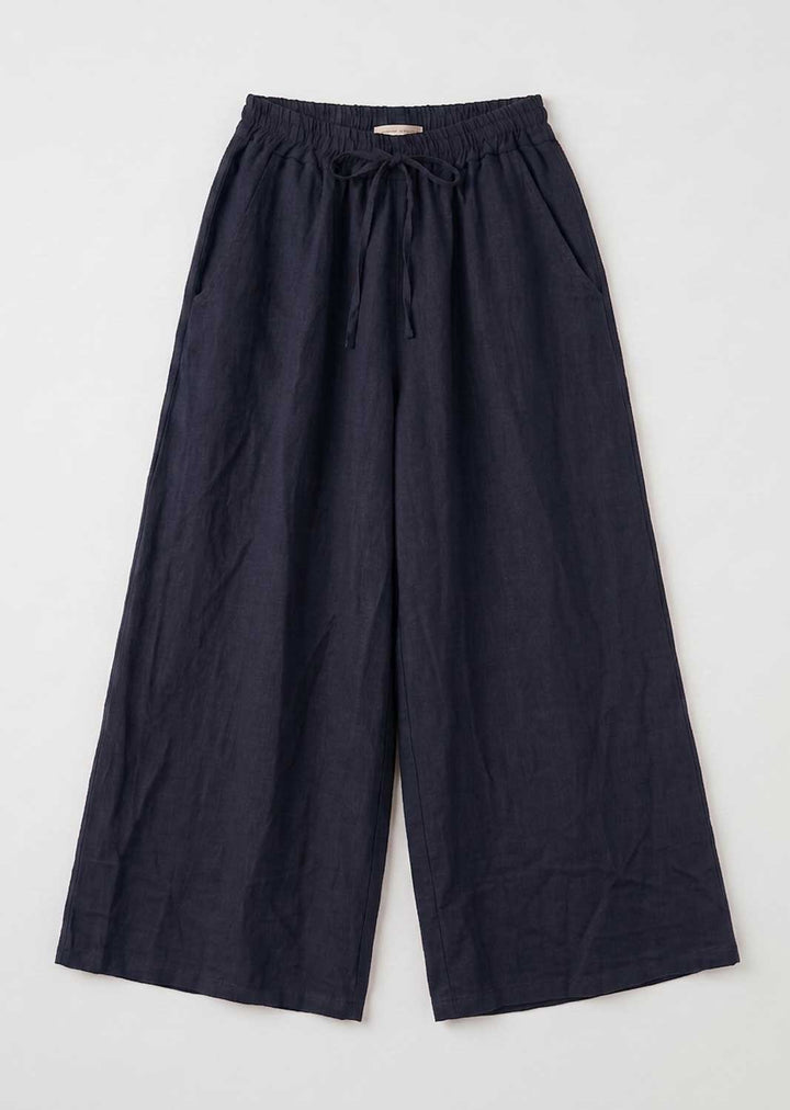 Leighton Navy Linen Wide Leg Pants