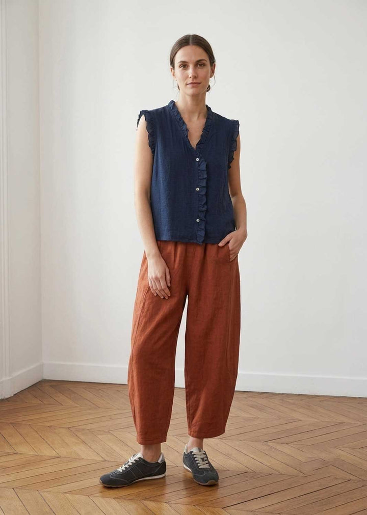 Darley Brick Linen Barrel Pants