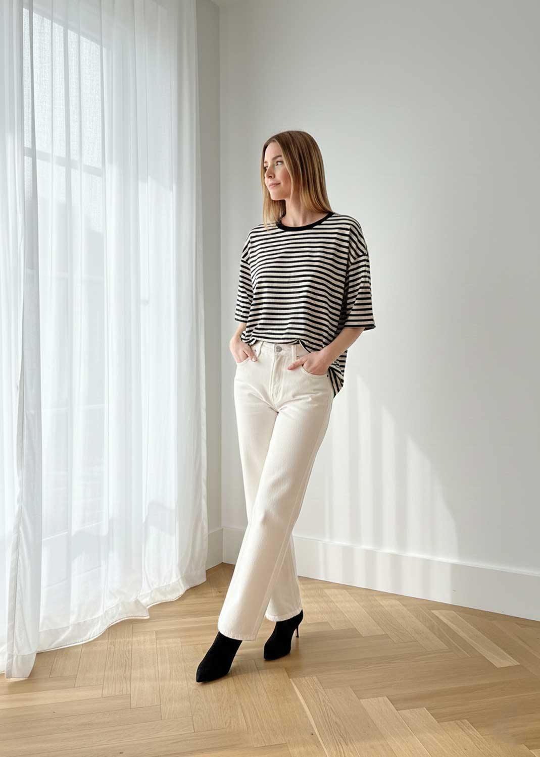 Spencer Stripe Relaxed T-shirt Black