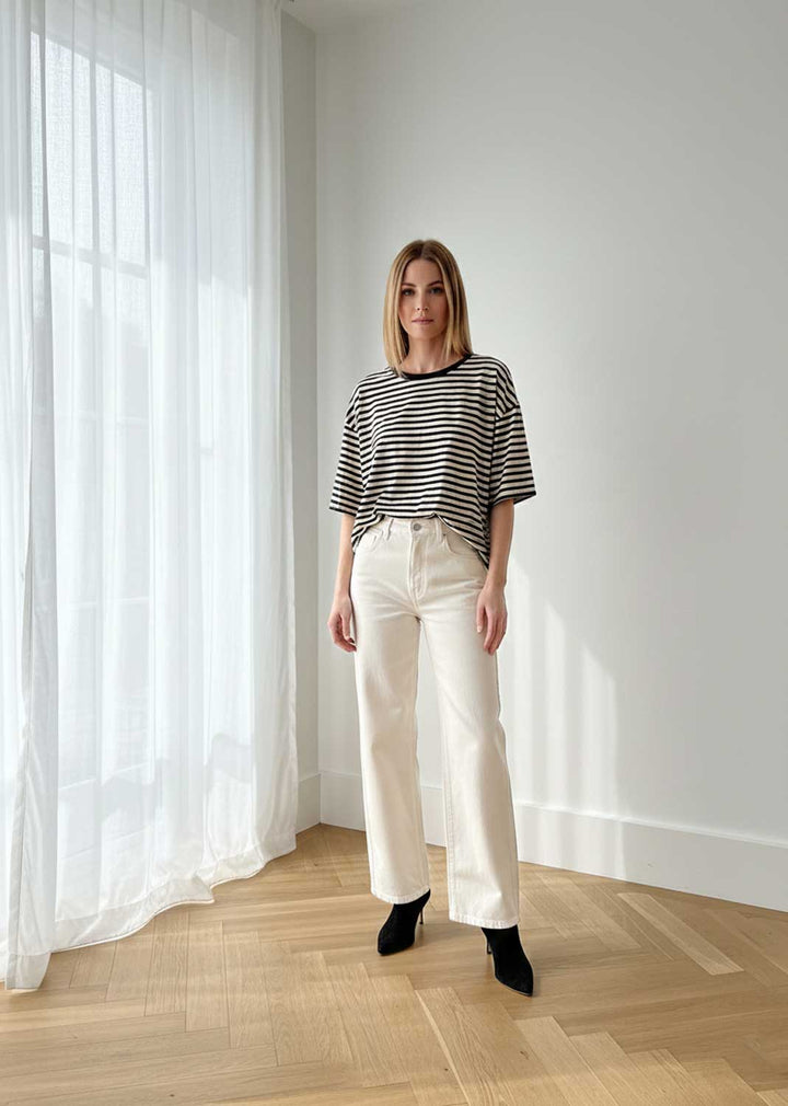 Spencer Stripe Relaxed T-shirt Black