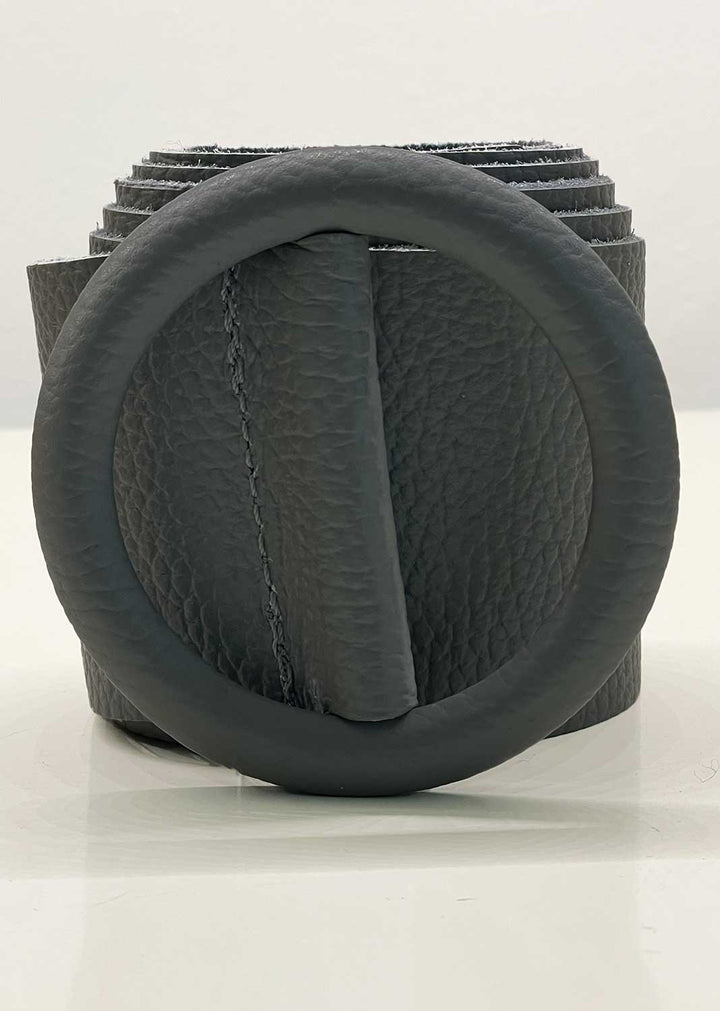 Dark grey Leather Wide Belt 