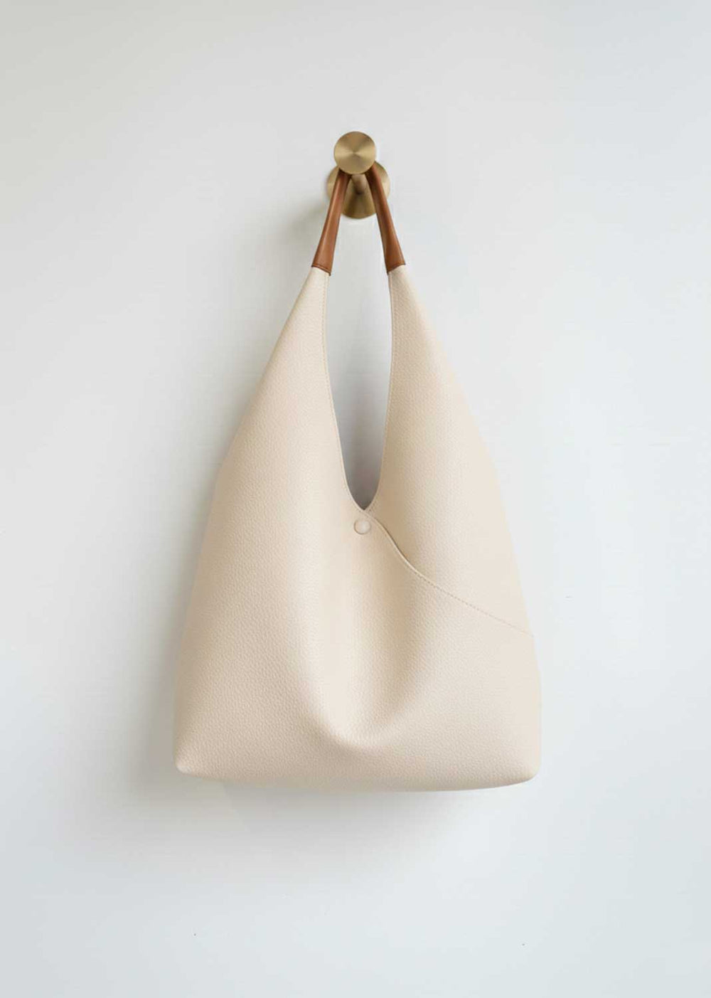 slouchy faux leather hobo bag cream