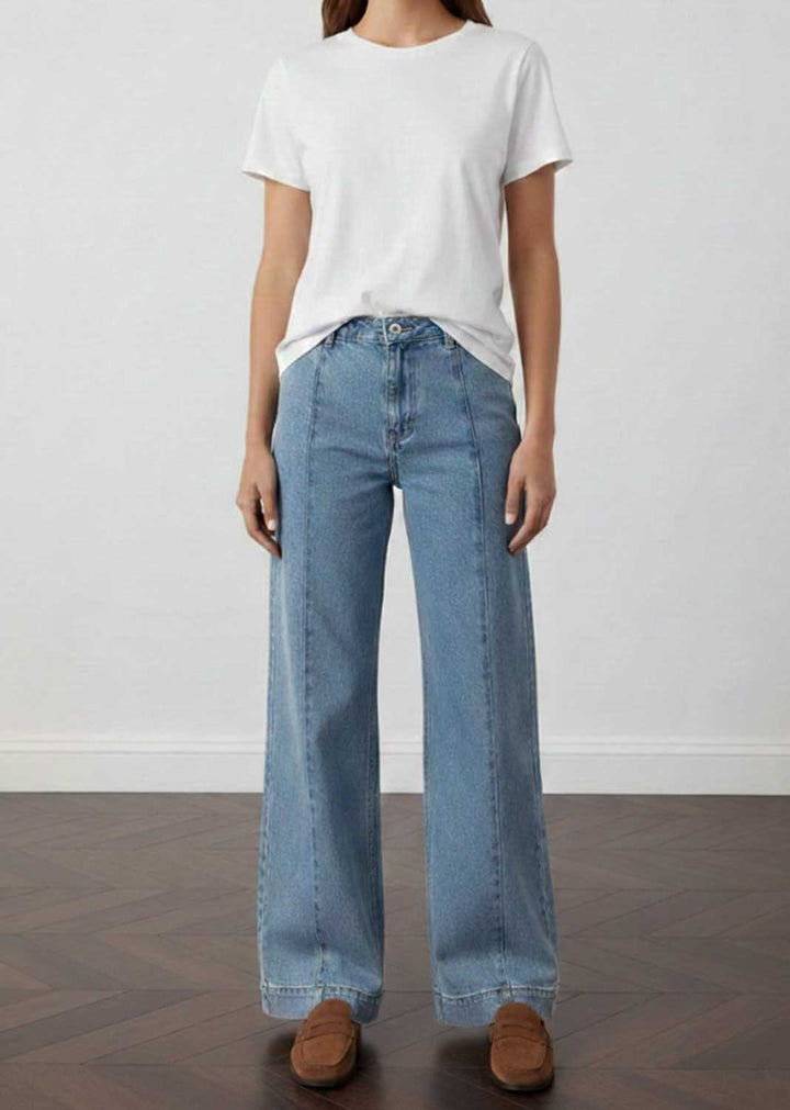 Maye Wide Leg Pintuck Jeans