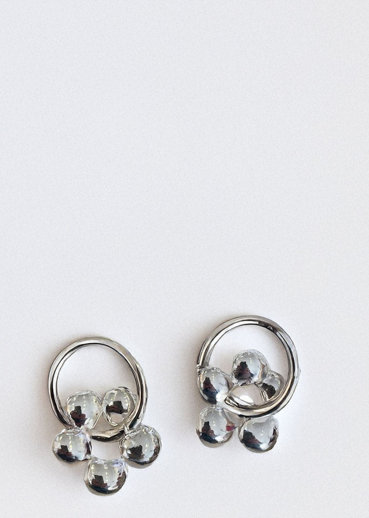 Silver Daisy Hoop Earrings