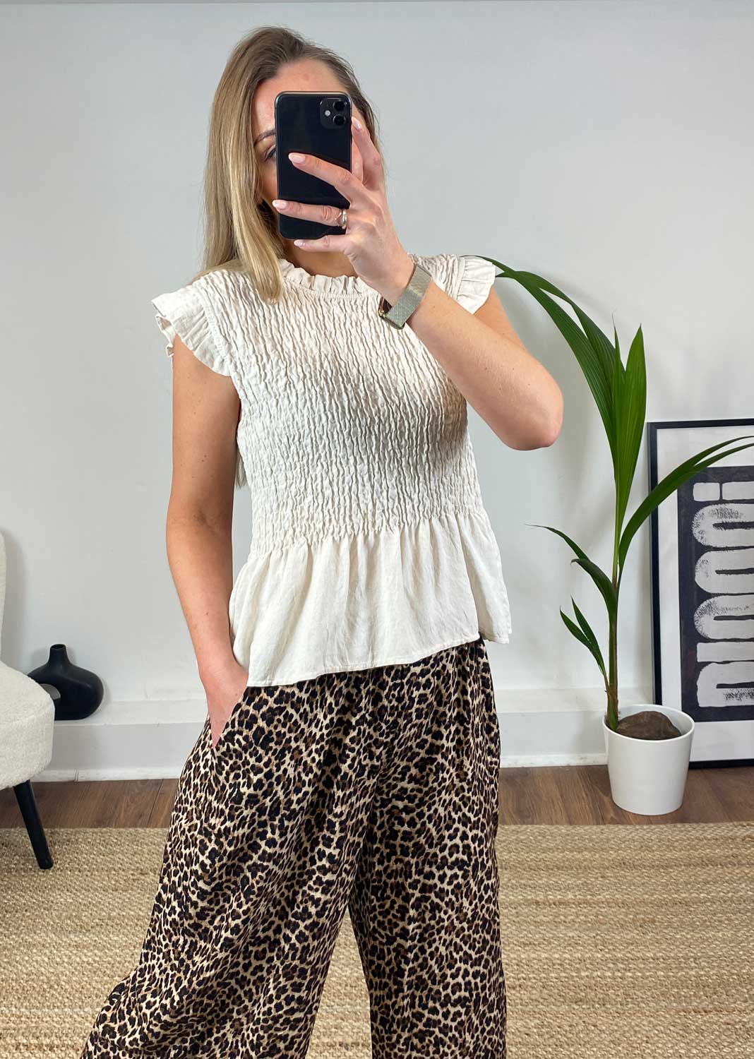 Shirred Top in Cream