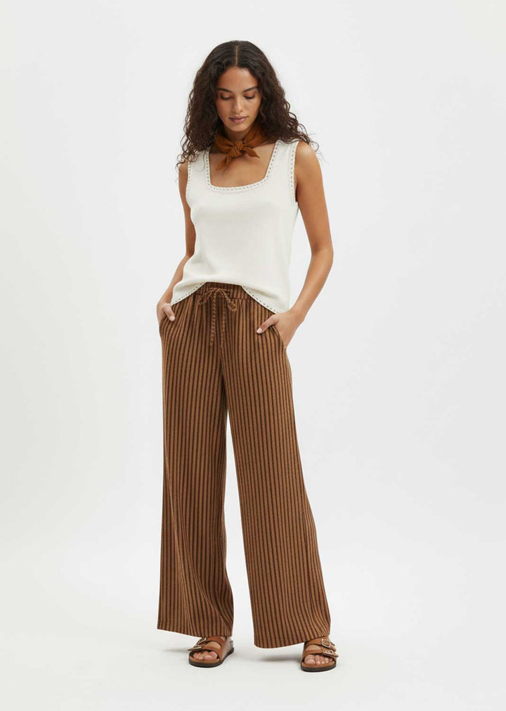striped palazzo pants brown