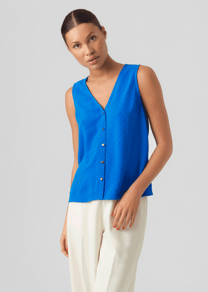 Blue sleeveless top